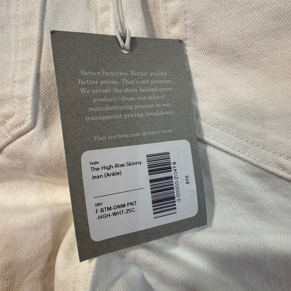 Everlane The High Rise Skinny Jean Ankle Women Cream Size 25 NWT - Picture 4 of 9